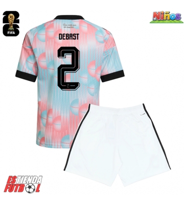 Bélgica Zeno Debast #2 Segunda Equipación Niños Mundial 2026 Manga Corta (+ Pantalones cortos)